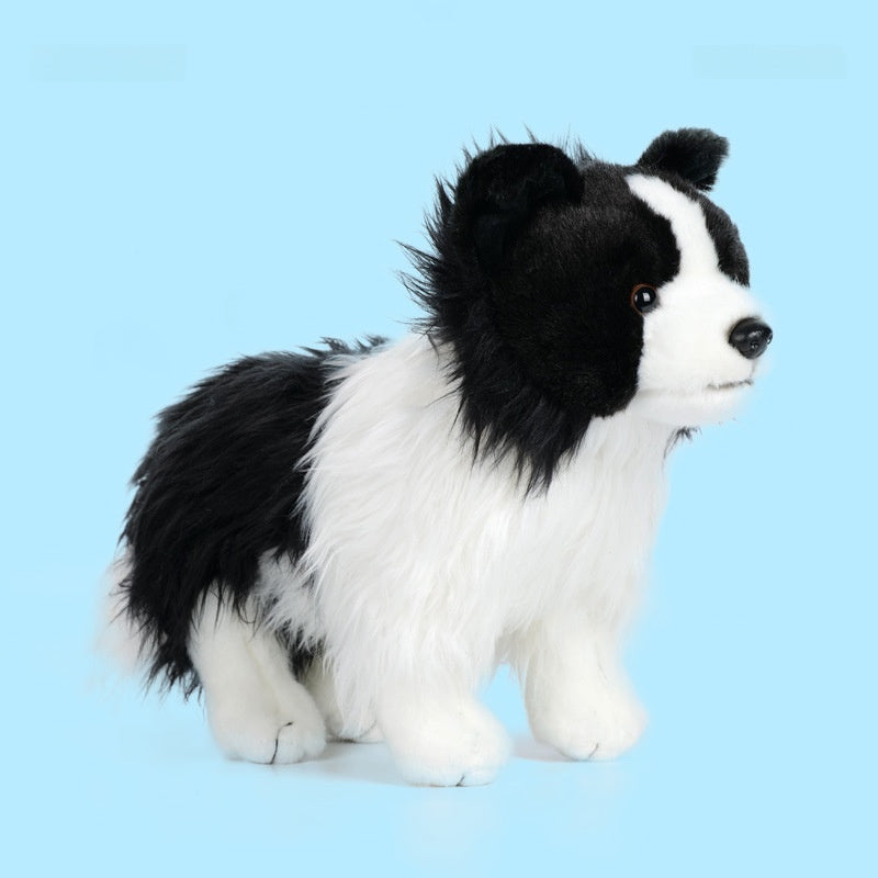Amber Fable Realistic Black and White Border Collie Plush Toy