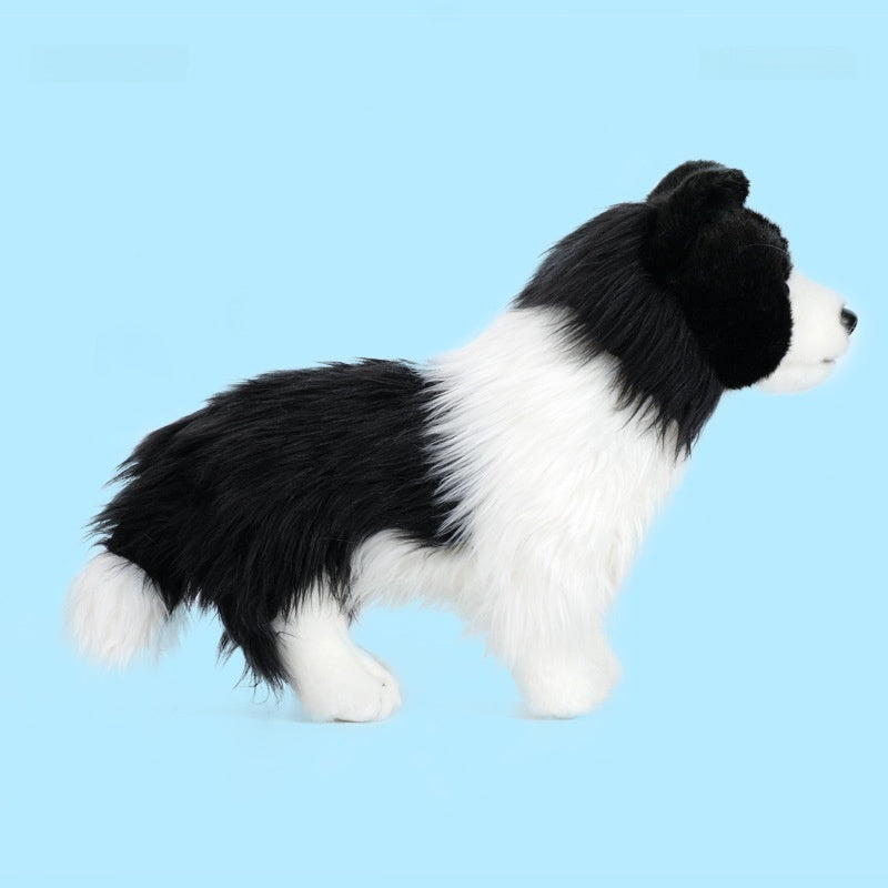 Amber Fable Realistic Black and White Border Collie Plush Toy