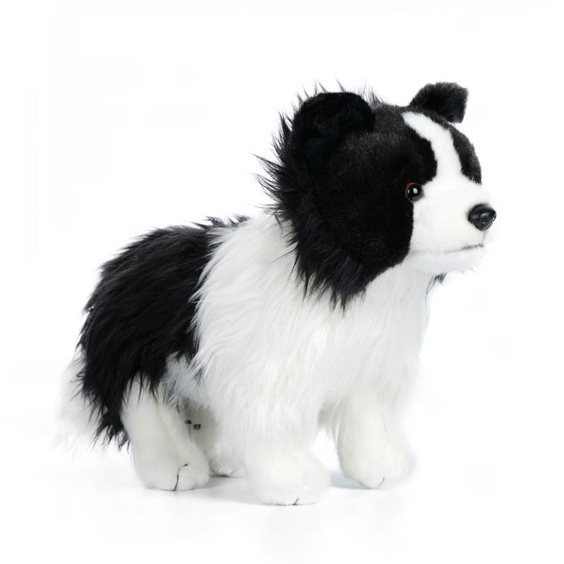 Amber Fable Realistic Black and White Border Collie Plush Toy
