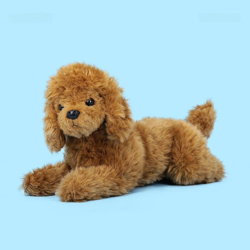Amber Fable Lying Brown Poodle Plush Dog Toy