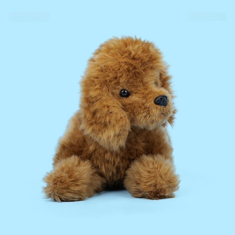 Amber Fable Lying Brown Poodle Plush Dog Toy