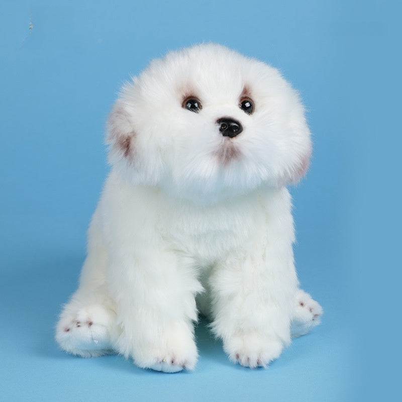Amber Fable White Fluffy Maltese Plush Dog Toy