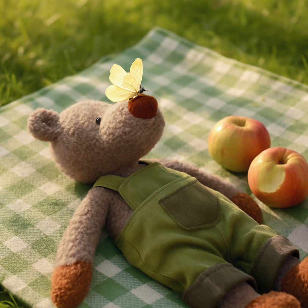 Amber Fable Bear in Green Overalls Plush Toy