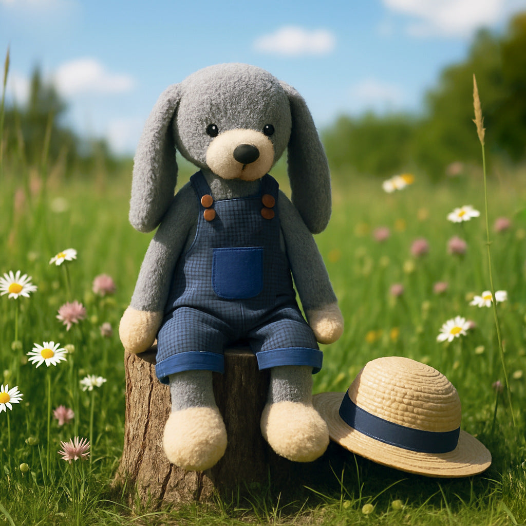 Amber Fable Dog in Blue Overalls Plush Toy