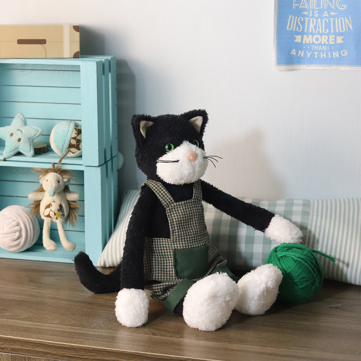 Amber Fable Cat in Overalls Plush Toy