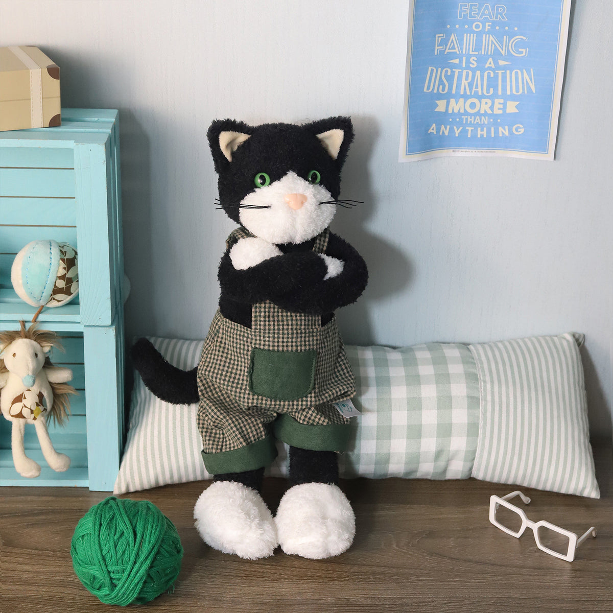 Amber Fable Cat in Overalls Plush Toy