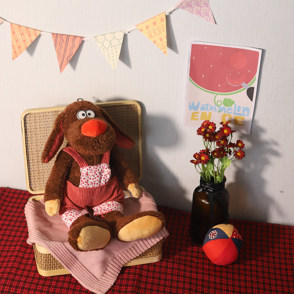 Amber Fable Hound Dog in Red Outfit Plush Toy