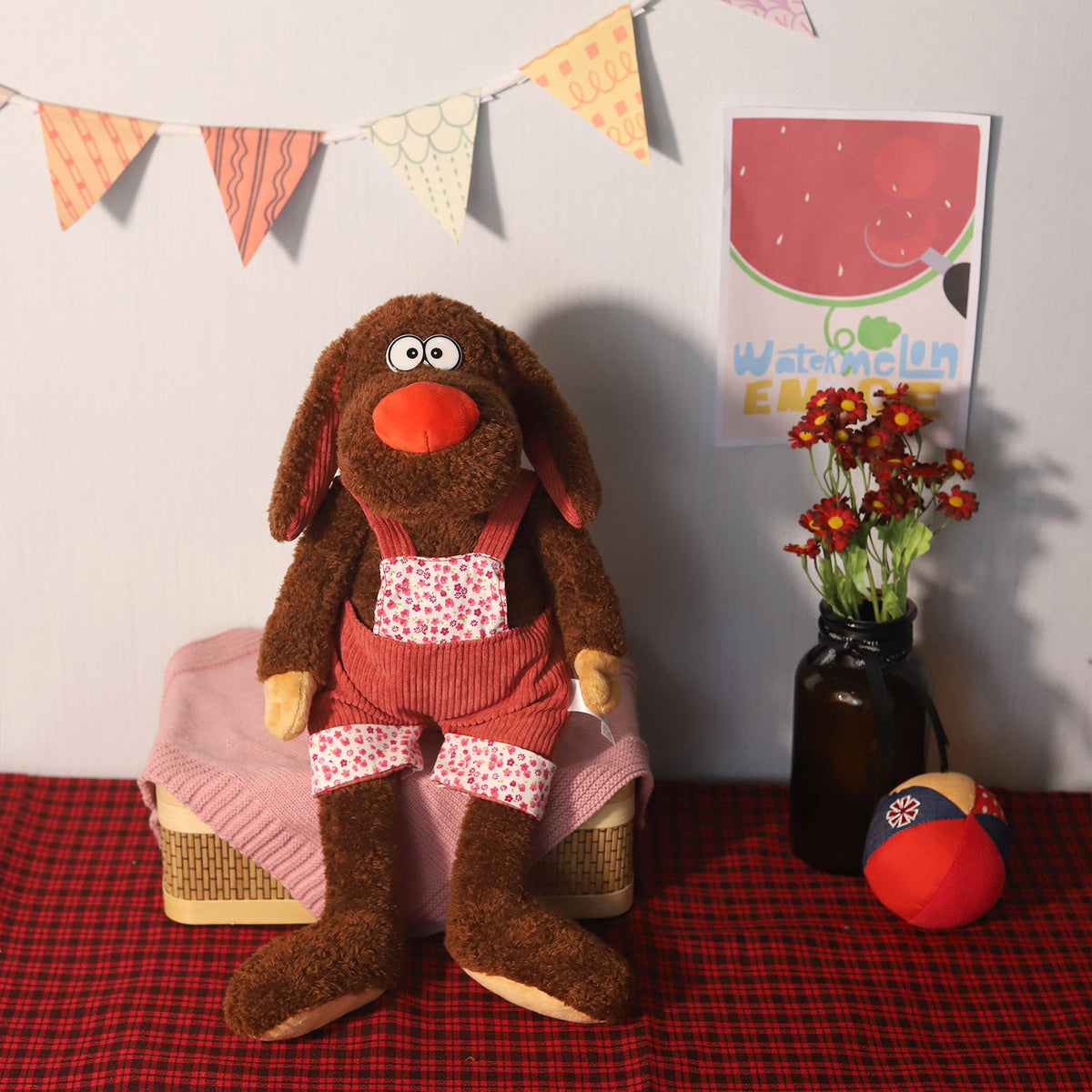 Amber Fable Hound Dog in Red Outfit Plush Toy