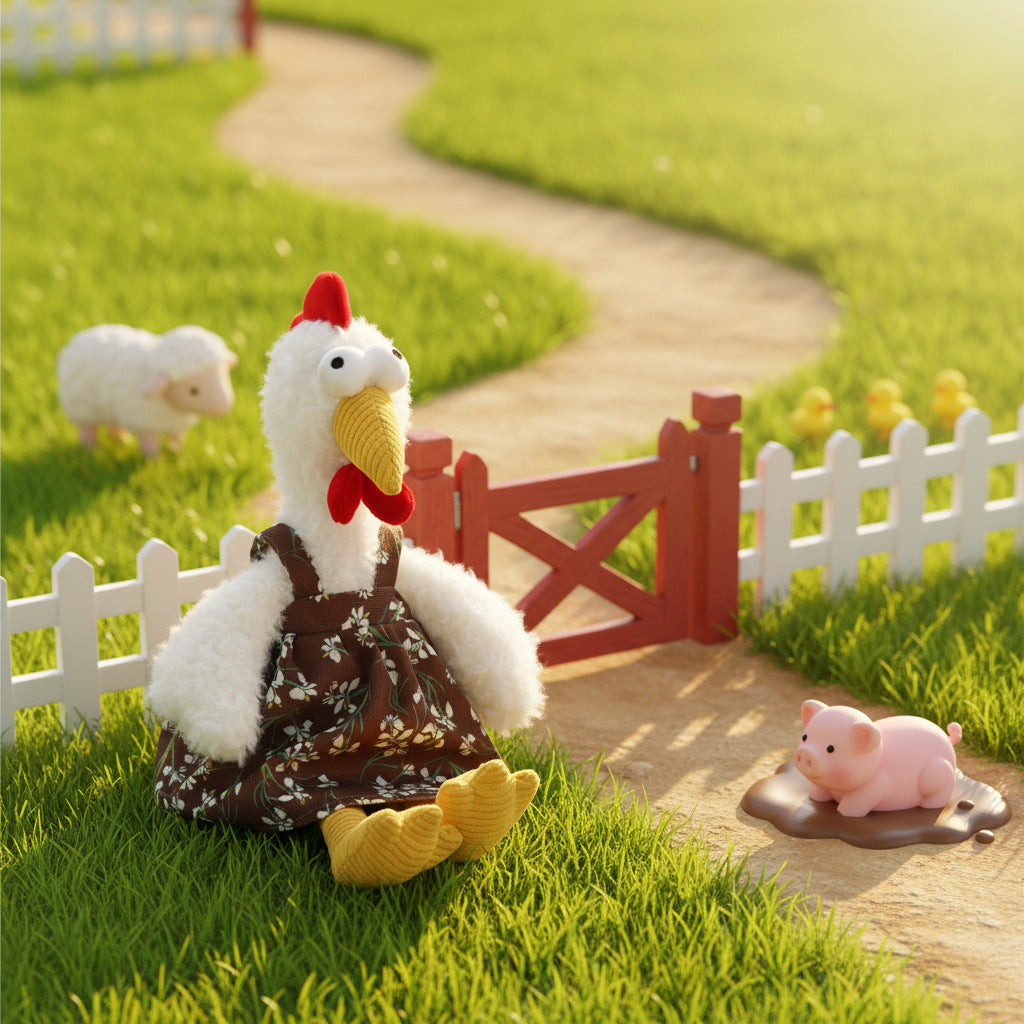 Amber Fable Chicken Hen in Apron Plush Toy