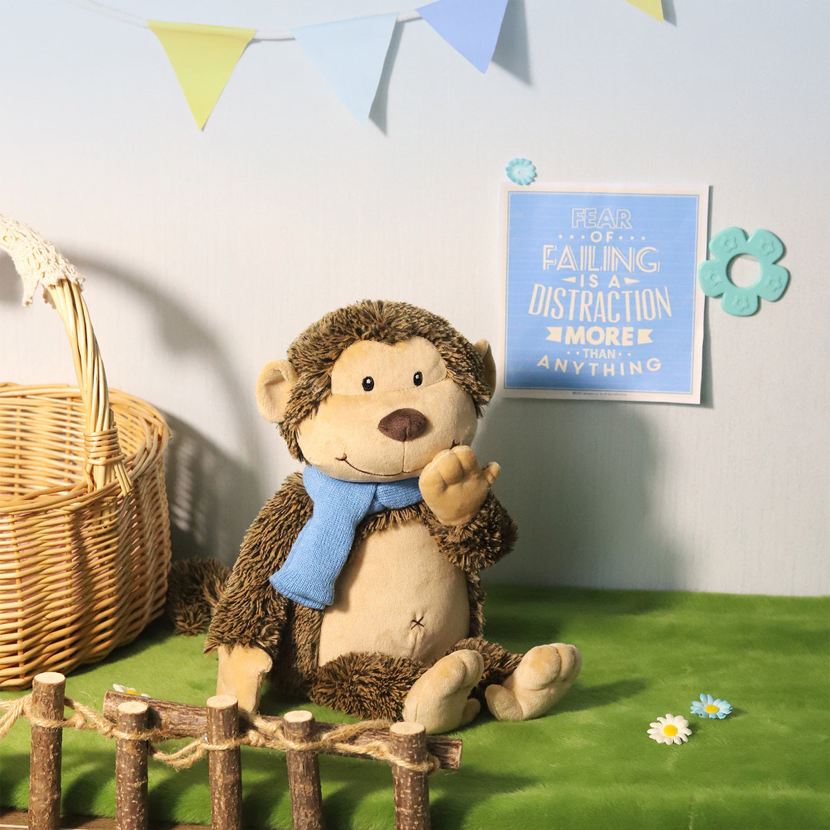 Amber Fable Monkey with Blue Scarf Plush Toy